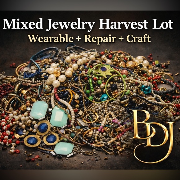 BDJ Jewelry - Discovery Lot • 1LB • Vtg Costume Bling • Gold/Silver • Pearls • Rhinestones